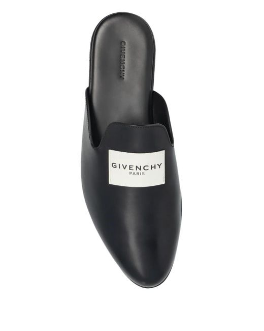 Givenchy Black Logo-Patch Leather Mules for men