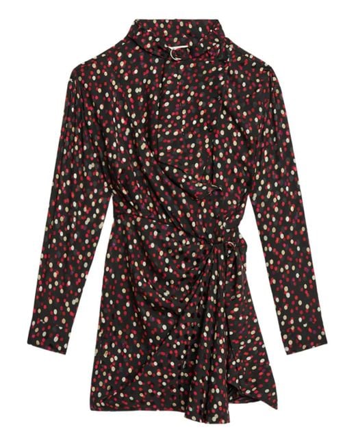 Isabel Marant Black Gepunktetes Wickelkleid
