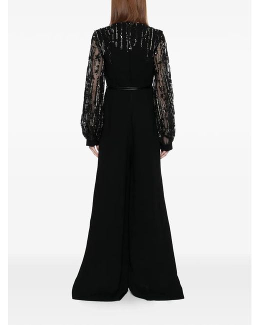 Saiid Kobeisy Black Combinaison En Crêpe À Perles