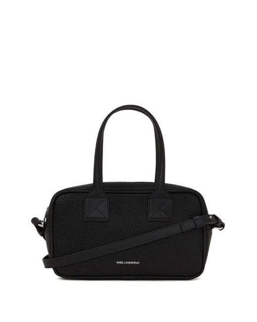 Karl Lagerfeld Black Embossed-Logo Tote Bag