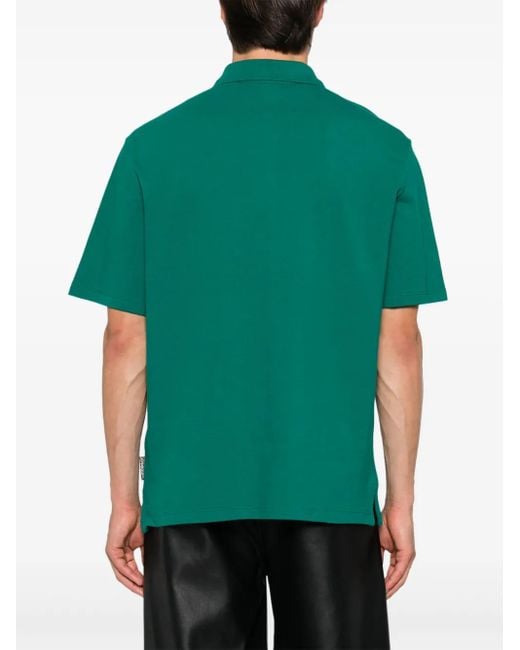 Just Cavalli Green Piqué Polo Shirt With Logo Print for men