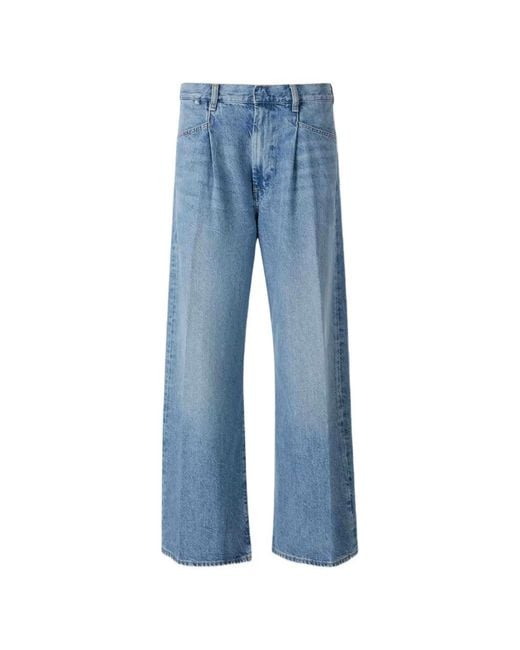 Citizens of Humanity Blue Pleated Wide-Leg Jeans