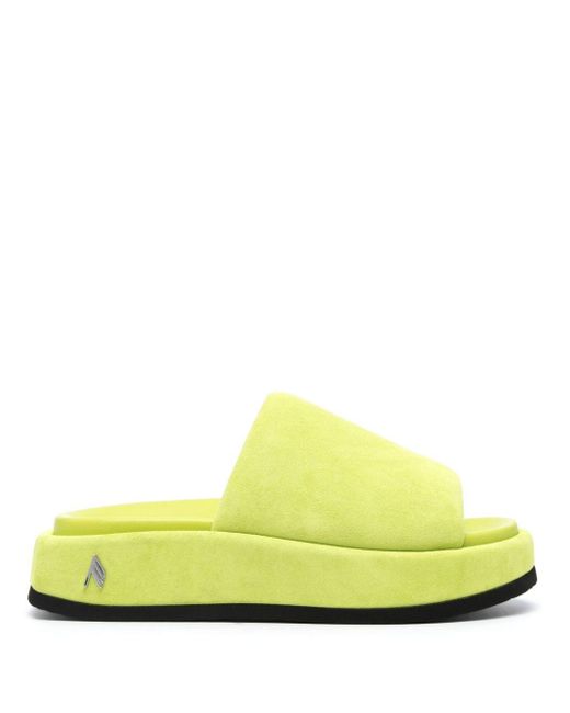 The Attico 50mm Suède Slippers Met Plateauzool in het Yellow