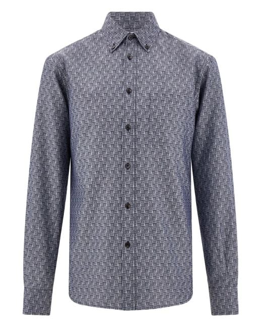 Ferragamo Blue Monogram Shirt for men
