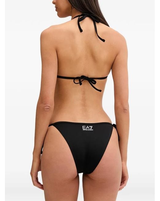 EA7 Black Logo-Print Bikini