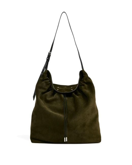 Maison Margiela Black Suede Drawstring Shoulder Bag