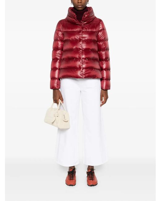 Herno Red Quilted High-Neck Padded Jacket