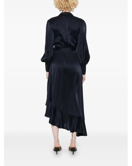 Zimmermann Blue Silk Wrap Midi Dress