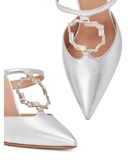 Malone Souliers White Embellished Leather Mules