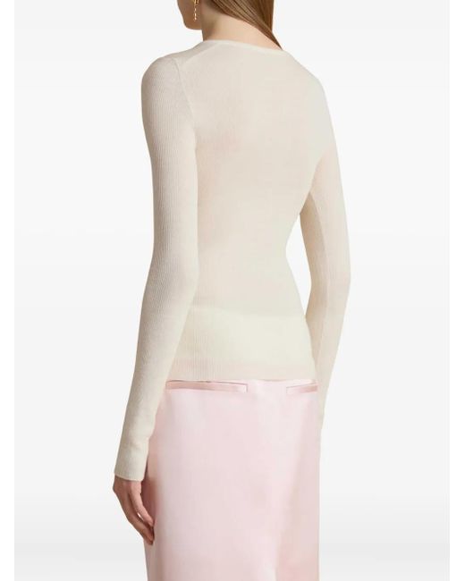 Khaite White V-Neck Sweater
