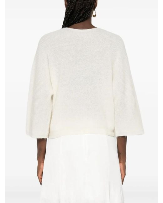 Ba&sh White Isaac Button-Front Cardigan