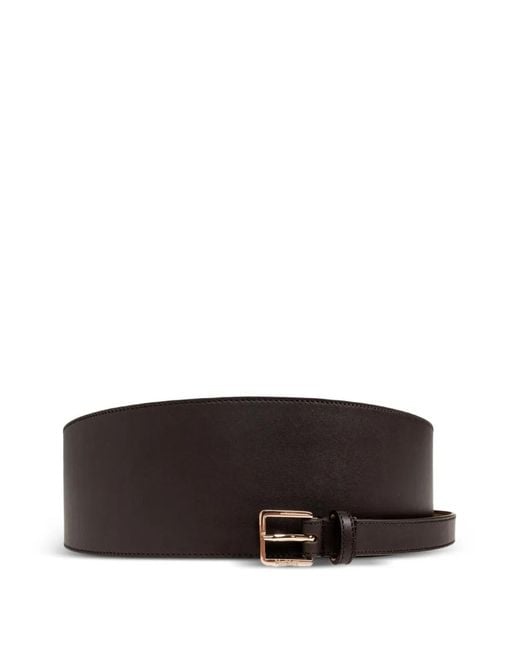 Max Mara Brown Mulino Logo-Plaque Belt