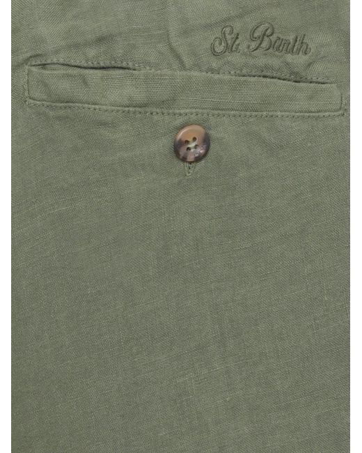 Mc2 Saint Barth Green Short À Logo Brodé for men