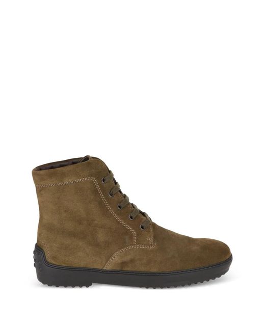 Tod's Brown Lace-Up Suede Boots for men