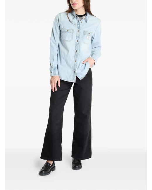 Guess Blue Logo-Patch Shirt