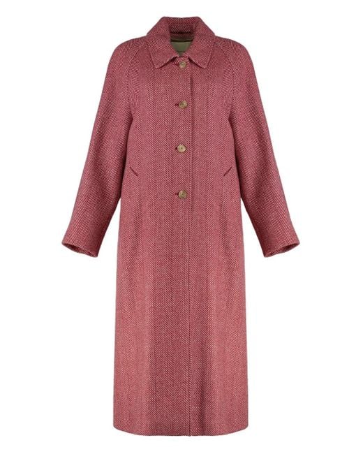 Weekend by Maxmara Red Herringbone Wool Coat