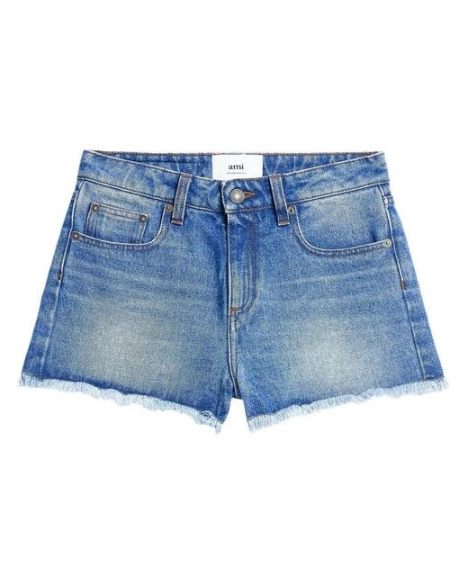AMI Blue Ami Paris Denim Cotton Shorts