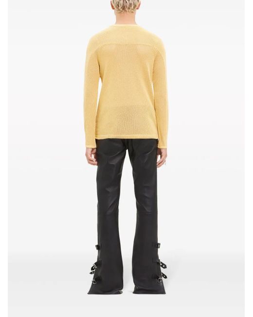 Courreges Yellow Logo-Print Mesh T-Shirt for men