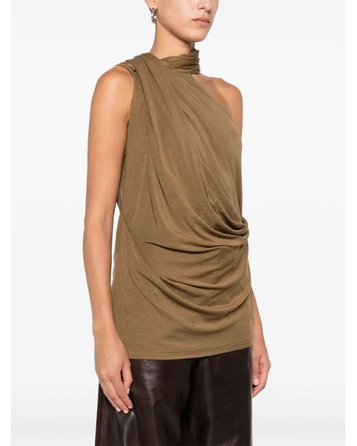 Entire studios Green Dalters Draped One-Shoulder Top