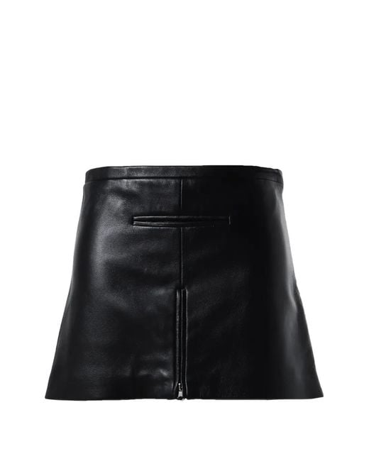 Courreges Black Tailored Leather Mini Skirt