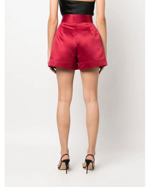 Styland Red Satin-Finish Mini Shorts