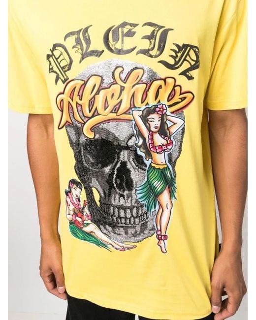 Philipp Plein Yellow Hawaii Short-Sleeve T-Shirt for men