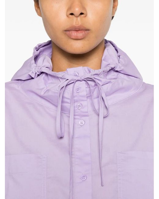 Psophia Purple Drawstring Hooded Shirt