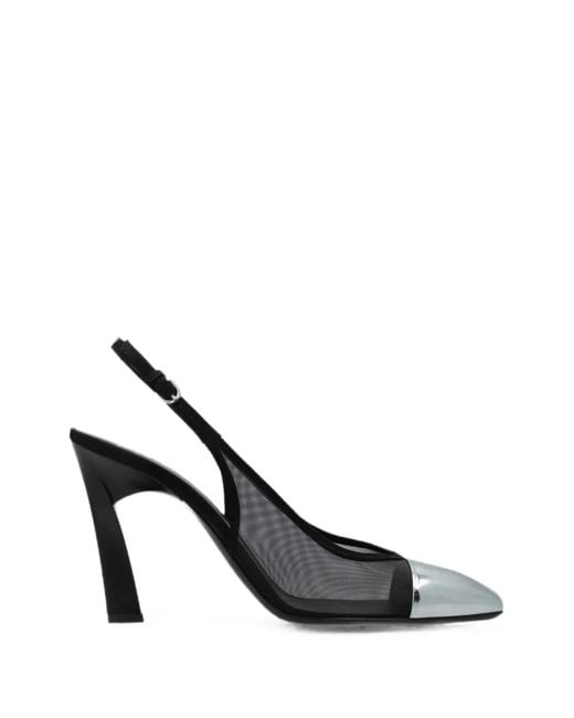 Emporio Armani Black Mesh-Panelled Cap-Toe Pumps