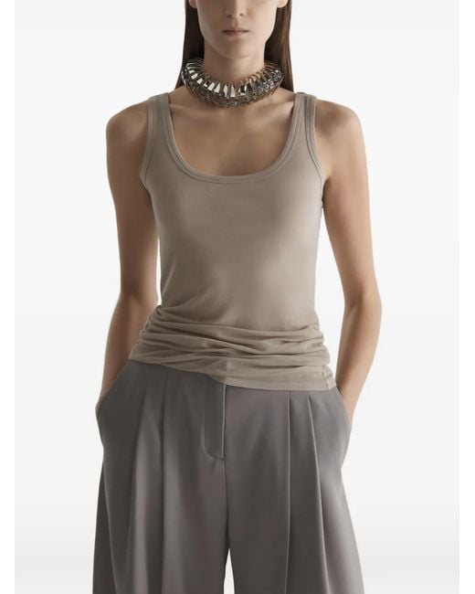 Mugler Gray Minimalist Crew Neck Knit Top
