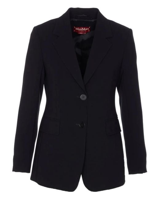 Blazer Con Botones Y Cuello En V Max Mara de color Blue