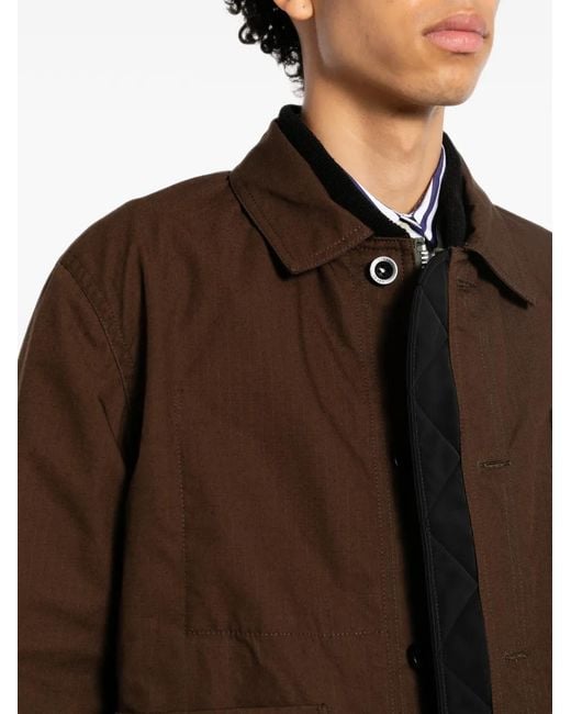 Sacai Brown Layered Button-Fastening Jacket for men