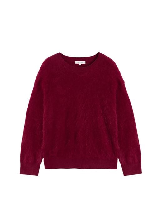 Chinti & Parker Red Brushed-Finish Crew-Neck Sweater