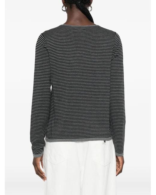 Yerse Black Striped Cotton T-Shirt