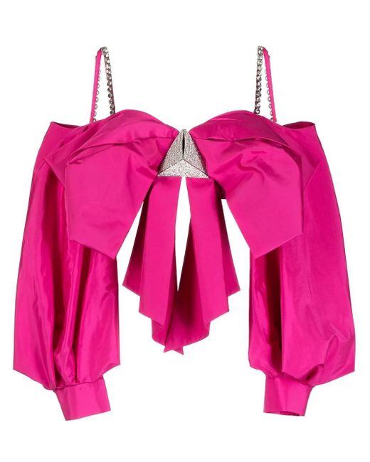 Top Oversize Con Fiocco di Area in Pink