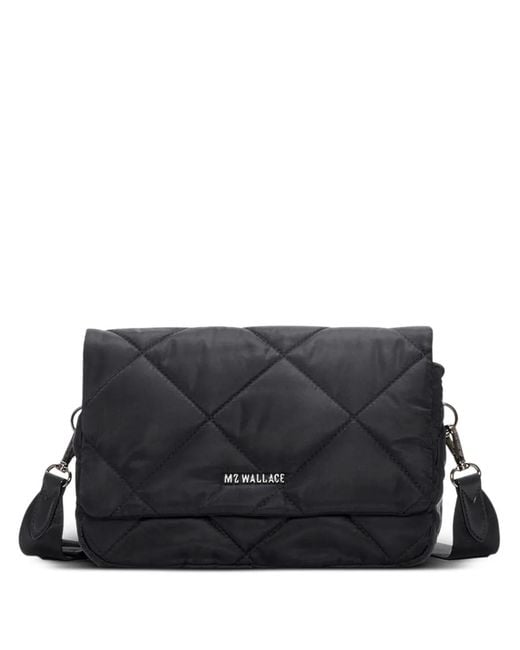 MZ Wallace Black Madison Quilted Flap Crossbody Bag