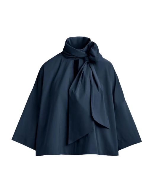 Essentiel Antwerp Blue Igator Pussy-Bow Blouse