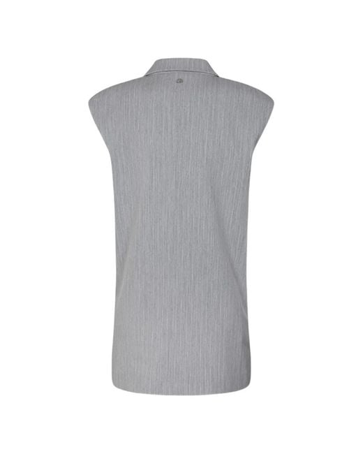 Gaelle Gray Pinstripe-Pattern Gilet