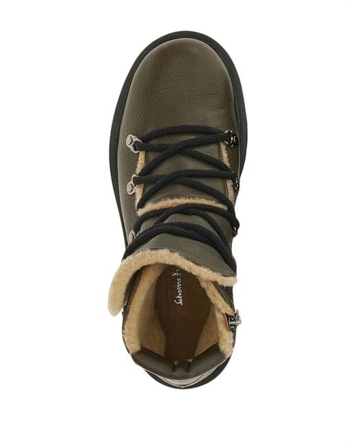 Ferragamo Brown Lace-Up Leather Boots