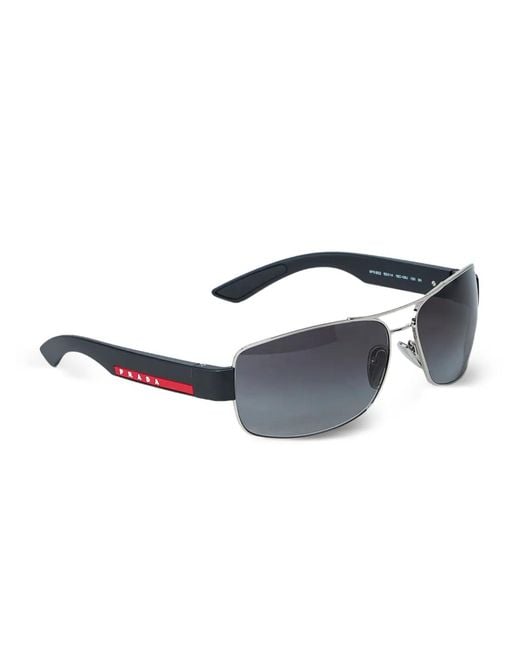 Prada Linea Rossa Blue Logo Hinges Square Sunglasses