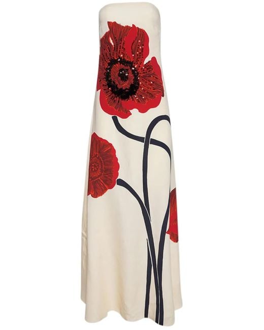 Johanna Ortiz Red Floral-Print Maxi Dress