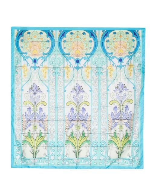 Maje Blue Mosaic-print Silk Scarf
