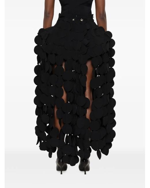 A.W.A.K.E. MODE Black Circle-Appliqué Mid Skirt