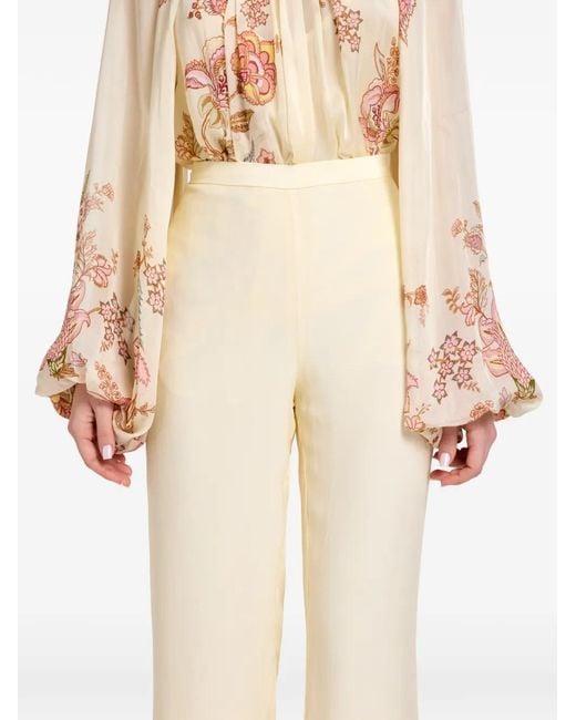 Hemant & Nandita Natural Riah Flared-Leg Trousers