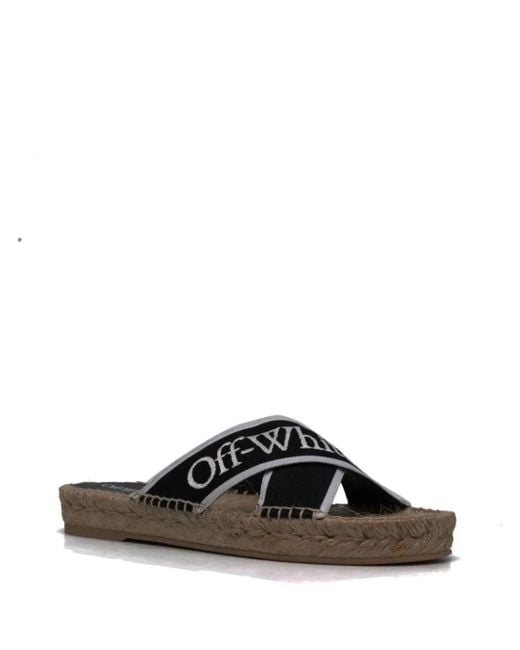 Off-White c/o Virgil Abloh Black Bookish Crossover Espadrille Sandals
