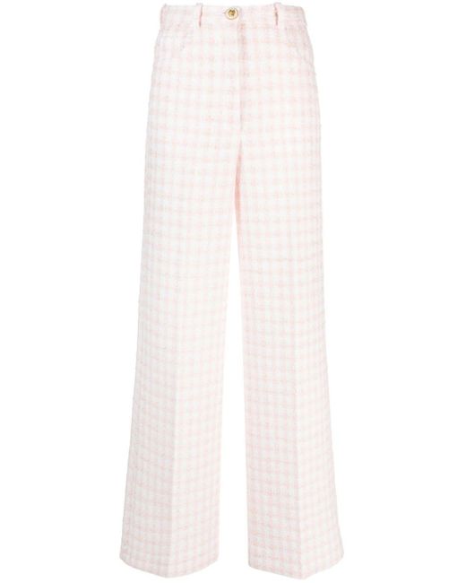 Sandro Tweed Bouclé Straight-leg Cotton Trousers in het White