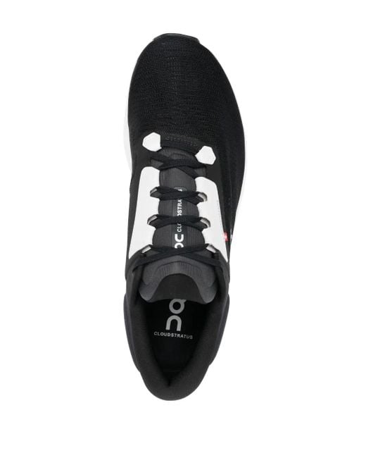 On Shoes Black Cloudstratus Running Sneakers for men