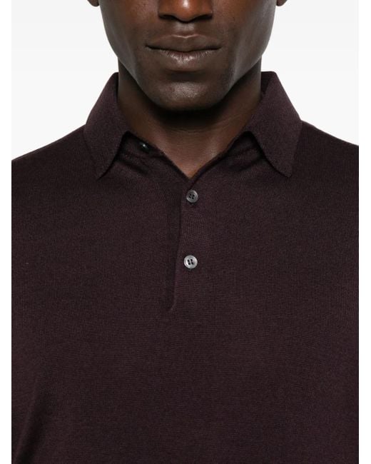 メンズ Lardini ロングスリーブ ポロシャツ Brown