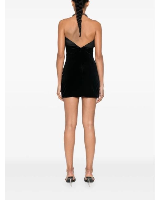 Mugler Black Velvet And Satin Mini Dress