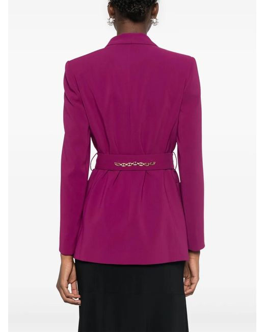 Twinset Purple Oval T Chain Belted Blazer
