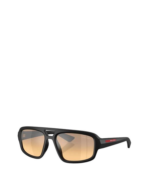 Prada Linea Rossa Black Pilot-Frame Sunglasses for men